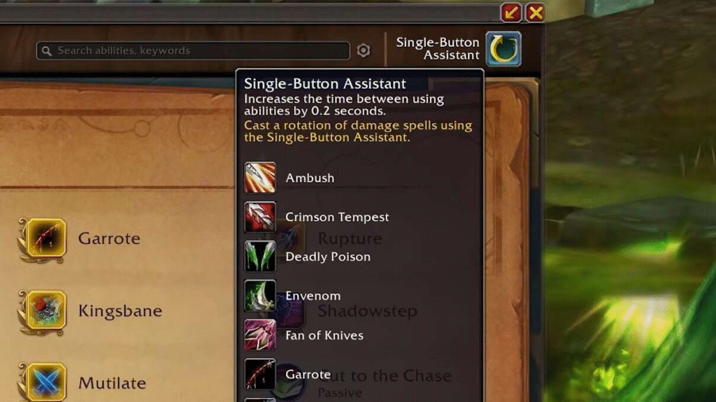 This photo shows the single-button assist that blizzard plans to implement into world of warcraft. 