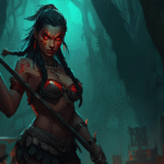 Poised Huntress in Misty Jungle (1)